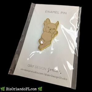 ENAMEL PINS: Pink French Bulldog Frenchie Dog Enamel Pin